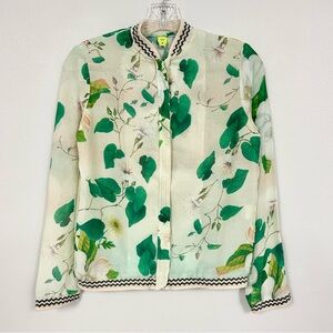 FARM RIO 🪴 Floral Motif Semi-sheer Bomber Jacket - Size S